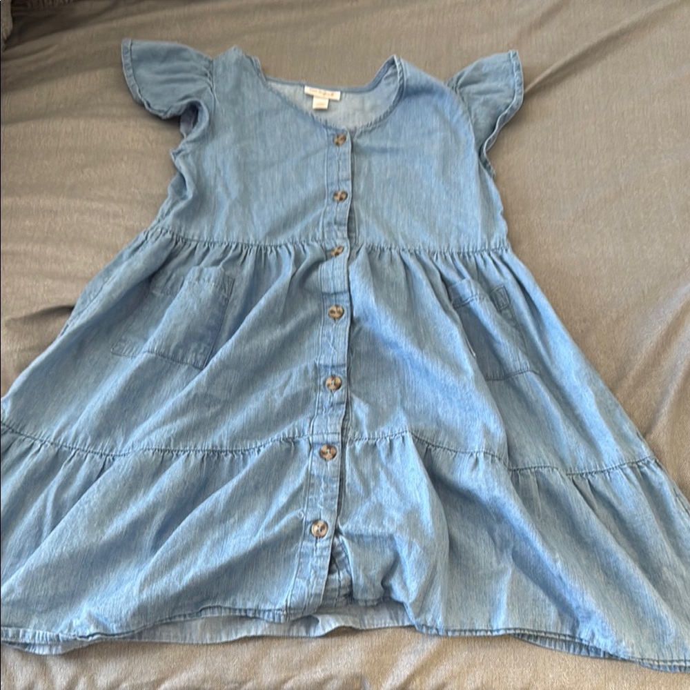 Cat & Jack Blue Sundress with Ruffled Flutter Sleeves